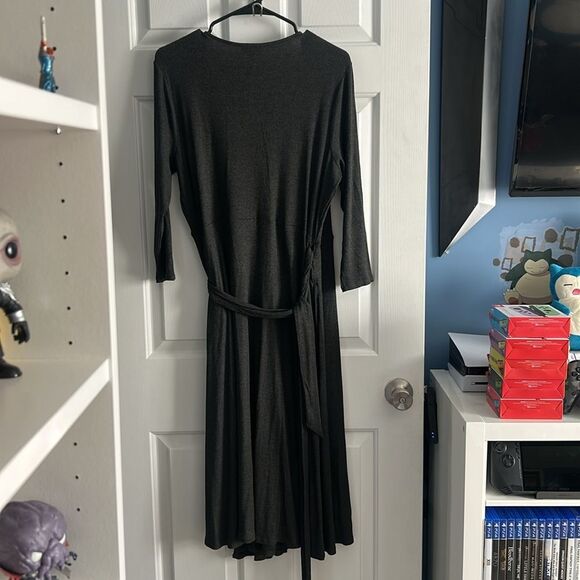 J. Jill Ribbed Charcoal Gray Wrap Dress Size M NEW - Picture 6 of 6